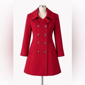Preston & York Merlot Color Wool Coat Women’s 14 Double Breasted Lined